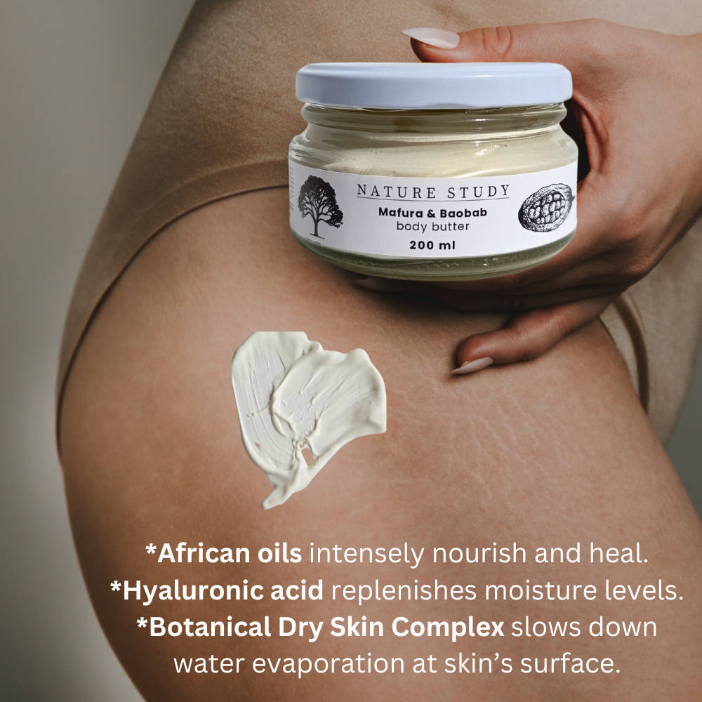 Model applying body butter infograph